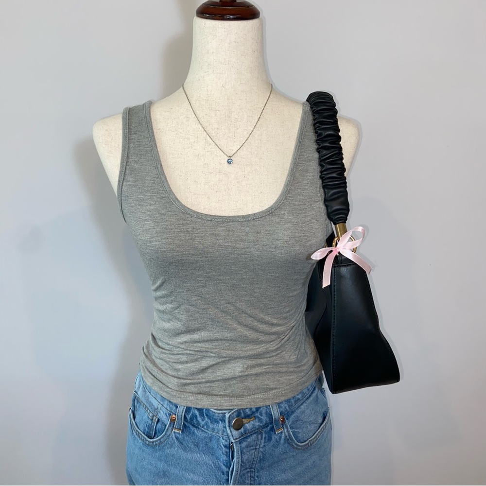 SHEIN Tight Fitted Gray Sleeveless Round Neck Tank Top size M 97% cotton